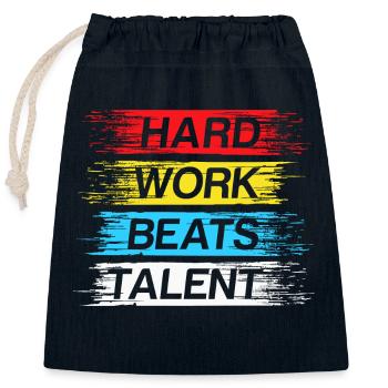 Hard work beats talent - Closable cotton gift bag (25x30cm) - navy - Front