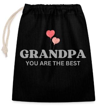 Grandpa you are the best - Closable cotton gift bag (25x30cm) - black - Front