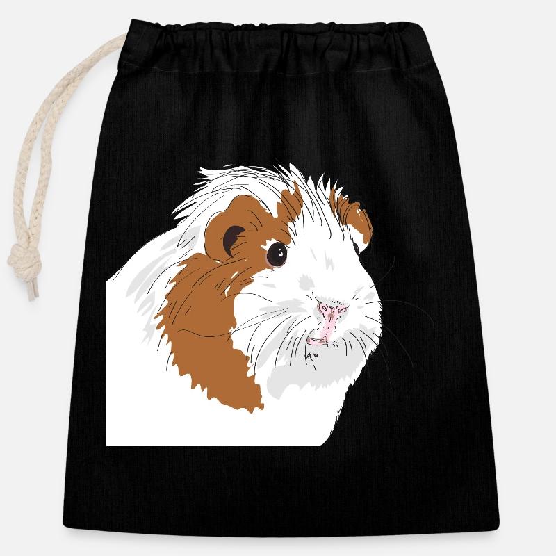 Meerschweinchen - Verschließbarer Geschenkbeutel aus Baumwolle (25x30cm) - Schwarz