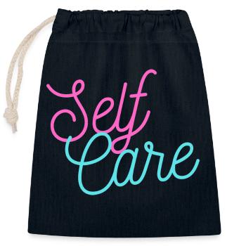 Self Care - Verschließbarer Geschenkbeutel aus Baumwolle (25x30cm) - Navy - Vorne