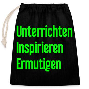 Teaching Inspiring Encouraging - Closable cotton gift bag (25x30cm) - black - Front