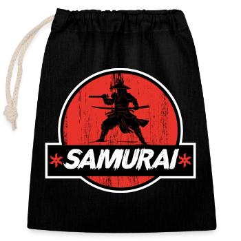 Samurai - Verschließbarer Geschenkbeutel aus Baumwolle (25x30cm) - Schwarz - Vorne