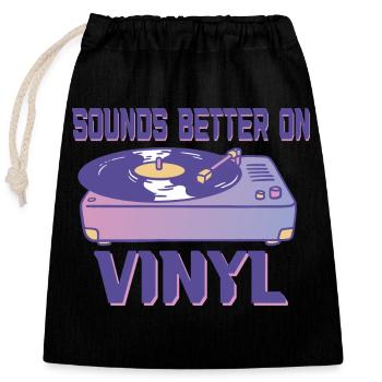 Sonne mieux sur les amateurs de musique rétro vinyle - Sac cadeau en coton avec cordon (25 x 30 cm) - noir - Devant