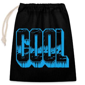 Das WORT "COOL" - Verschließbarer Geschenkbeutel aus Baumwolle (25x30cm) - Schwarz - Vorne