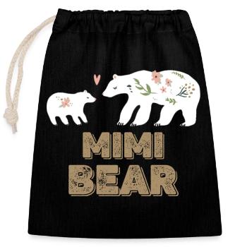 Mimi Bear Mom Grandma Floral Happy Mother's Day - Closable cotton gift bag (25x30cm) - black - Front