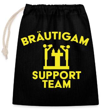 Bräutigam Support Team - Verschließbarer Geschenkbeutel aus Baumwolle (25x30cm) - Schwarz - Vorne