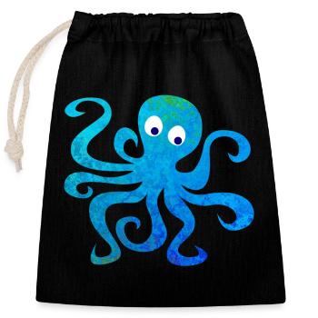 Oktopus Tintenfisch Comic Struktur Meer Ozean Tier - Verschließbarer Geschenkbeutel aus Baumwolle (25x30cm) - Schwarz - Vorne