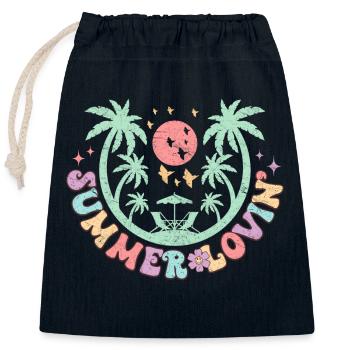 Summer Lovin' - Retro Design - Closable cotton gift bag (25x30cm) - navy - Front