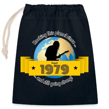 45ème anniversaire Fait vibrer cette planète depuis 08/1979 - Sac cadeau en coton avec cordon (25 x 30 cm) - bleu marine - Devant