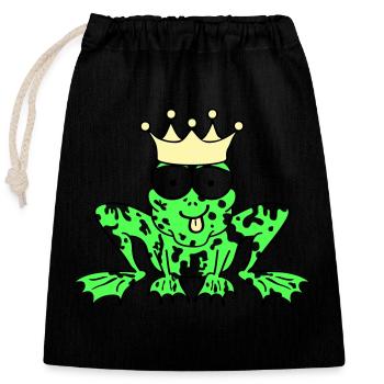 Prince Charmant Grenouille Roi - Sac cadeau en coton avec cordon (25 x 30 cm) - noir - Devant