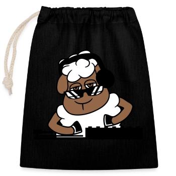 Cool DJ Sheep Sheep Mixer Musique de fête - Sac cadeau en coton avec cordon (25 x 30 cm) - noir - Devant