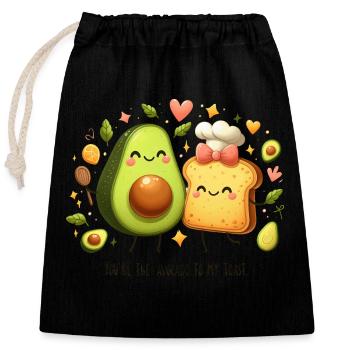 Toast à l’avocat drôle - Sac cadeau en coton avec cordon (25 x 30 cm) - noir - Devant