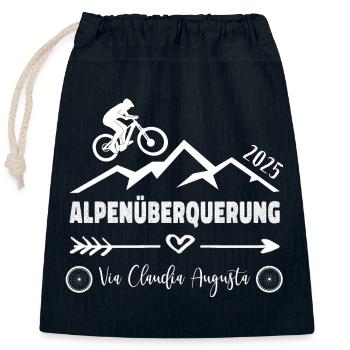 Alpenüberquerung Fahrrad Via Claudia Augusta 2025 - Verschließbarer Geschenkbeutel aus Baumwolle (25x30cm) - Navy - Vorne
