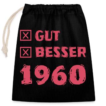 1960 - Verschließbarer Geschenkbeutel aus Baumwolle (25x30cm) - Schwarz - Vorne