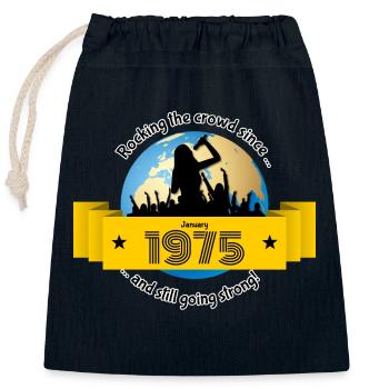 50. Geburtstag Rocking the crowd since 01/1975 - Verschließbarer Geschenkbeutel aus Baumwolle (25x30cm) - Navy - Vorne