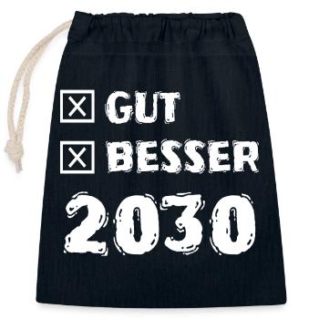 Gut 2030 - Verschließbarer Geschenkbeutel aus Baumwolle (25x30cm) - Navy - Vorne