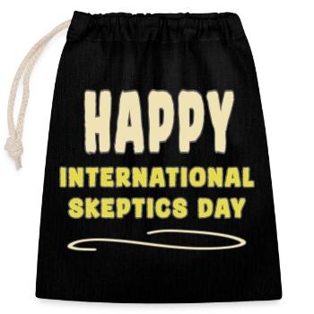 Internationaler Tag der Skeptiker - Verschließbarer Geschenkbeutel aus Baumwolle (25x30cm) - Schwarz - Vorne