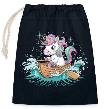 Ein Einhorn-Paddelboot - Verschließbarer Geschenkbeutel aus Baumwolle (25x30cm) - Navy - Vorne