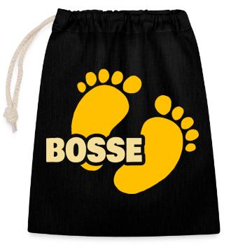 Patrons de naissance - Sac cadeau en coton avec cordon (25 x 30 cm) - noir - Devant