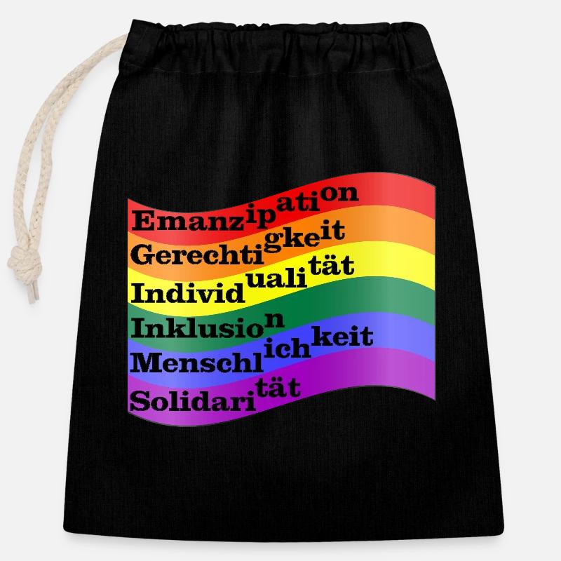 Gay Flag - Verschließbarer Geschenkbeutel aus Baumwolle (25x30cm) - Schwarz