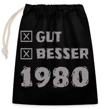 1980 - Verschließbarer Geschenkbeutel aus Baumwolle (25x30cm) - Schwarz - Vorne