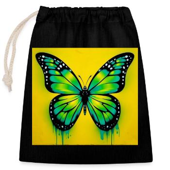 papillon - Sac cadeau en coton avec cordon (25 x 30 cm) - noir - Devant