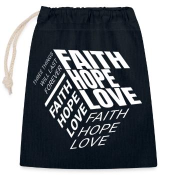 Foi Espoir Amour - Sac cadeau en coton avec cordon (25 x 30 cm) - bleu marine - Devant