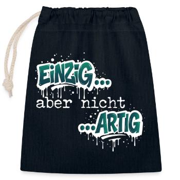 Einzig aber nicht ARTIG - Verschließbarer Geschenkbeutel aus Baumwolle (25x30cm) - Navy - Vorne