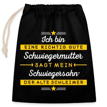 I'm a mother-in-law - Closable cotton gift bag (25x30cm) - black - Front