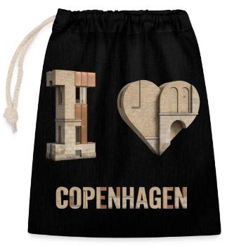 I Love Copenhagen – Modern Nordic Design - Closable cotton gift bag (25x30cm) - black - Front