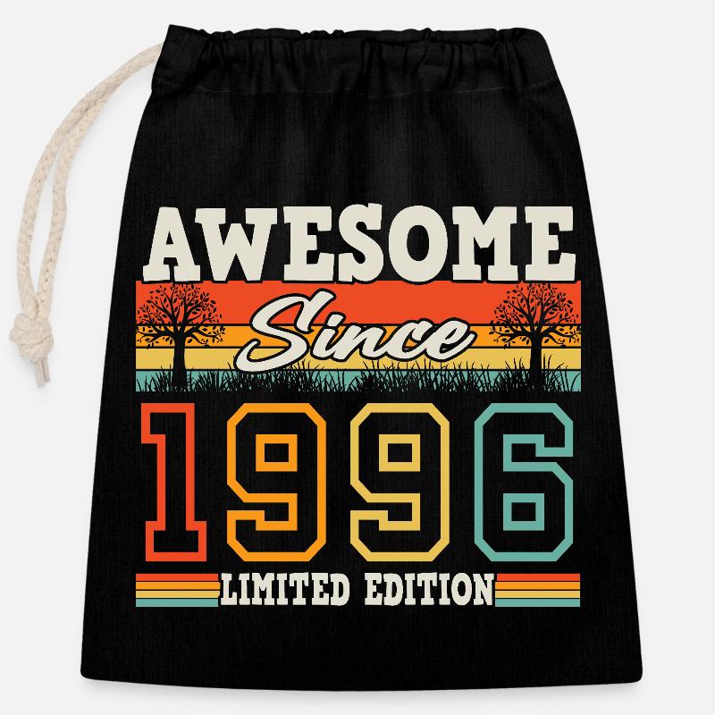 1996 Vintage Born 30th Birthday Gift - Closable cotton gift bag (25x30cm) - black