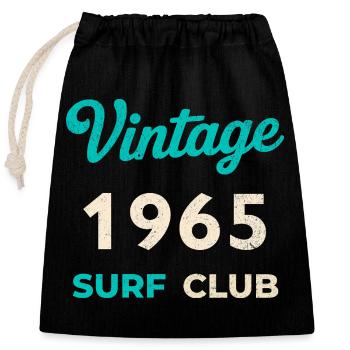 Cadeau rétro vintage de l’année de naissance du Surf Club 1965 - Sac cadeau en coton avec cordon (25 x 30 cm) - noir - Devant