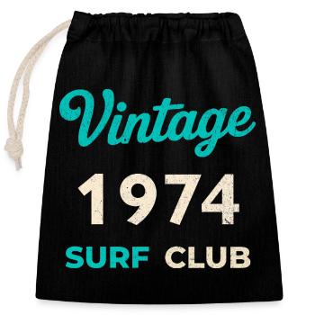 Cadeau vintage de l’année de naissance rétro du Surf Club 1974 - Sac cadeau en coton avec cordon (25 x 30 cm) - noir - Devant