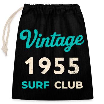 Cadeau vintage de l’année de naissance rétro du Surf Club 1955 - Sac cadeau en coton avec cordon (25 x 30 cm) - noir - Devant