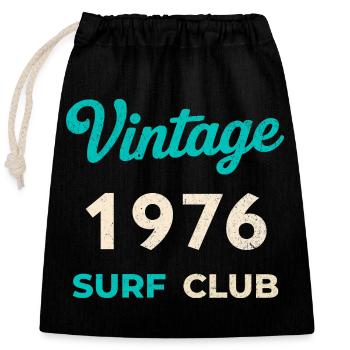 Cadeau vintage 1976 Retro Anniversaire de naissance du Surf Club - Sac cadeau en coton avec cordon (25 x 30 cm) - noir - Devant