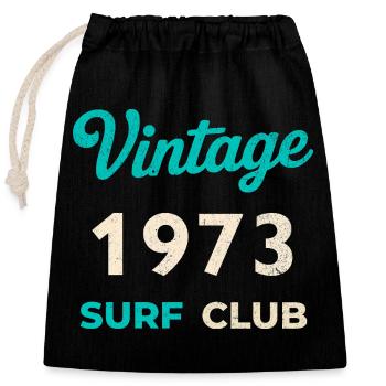 Cadeau vintage de l’année de naissance rétro du Surf Club 1973 - Sac cadeau en coton avec cordon (25 x 30 cm) - noir - Devant