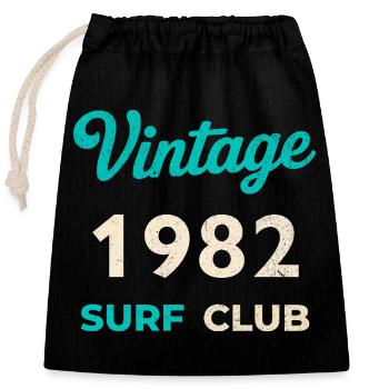 Cadeau vintage de l’année de naissance rétro du Surf Club 1982 - Sac cadeau en coton avec cordon (25 x 30 cm) - noir - Devant