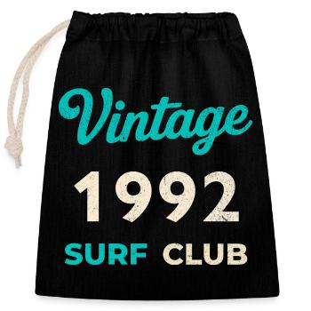 Cadeau rétro de l’année de naissance vintage du Surf Club 1992 - Sac cadeau en coton avec cordon (25 x 30 cm) - noir - Devant