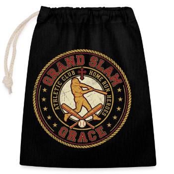 Foi chrétienne du baseball Grace du Grand Chelem - Sac cadeau en coton avec cordon (25 x 30 cm) - noir - Devant