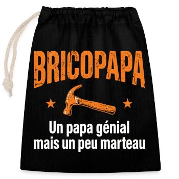 Papa Bricoleur Humour Bricopapa - Sac cadeau en coton avec cordon (25 x 30 cm) - noir - Devant