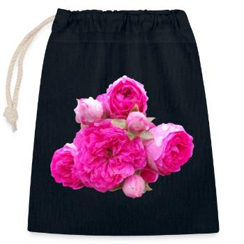 Pink_Garden_Roses_Floral_Art - Closable cotton gift bag (25x30cm) - navy - Front