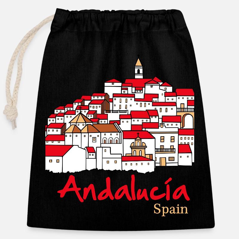 Andalucia 2 - Closable cotton gift bag (25x30cm) - black