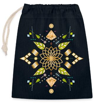 golden flowers symbol with colorful elements - Closable cotton gift bag (25x30cm) - navy - Front