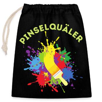 Pinselquäler Maler Handwerker Lackierer Pinsel - Verschließbarer Geschenkbeutel aus Baumwolle (25x30cm) - Schwarz - Vorne