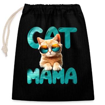 Maman chat - Sac cadeau en coton avec cordon (25 x 30 cm) - noir - Devant