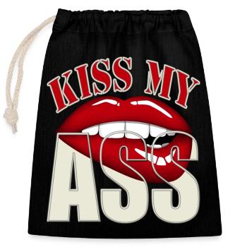 Kiss my ass - Closable cotton gift bag (25x30cm) - black - Front