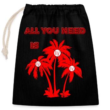 Vivid Valentine's Day Palm Tree Illustration - Closable cotton gift bag (25x30cm) - black - Front