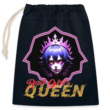 Bad Girl's Queen - Closable cotton gift bag (25x30cm) - navy - Front
