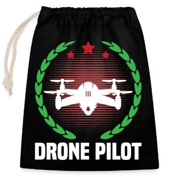 Pilote de drone - Sac cadeau en coton avec cordon (25 x 30 cm) - noir - Devant