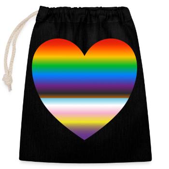 Inklusives Pride-Herz - Verschließbarer Geschenkbeutel aus Baumwolle (25x30cm) - Schwarz - Vorne